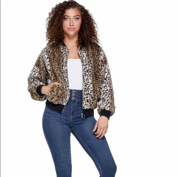 Guess Jackets & Blazers - CAI FAUX-FUR BOMBER JACKET. Color: Leopard Multi